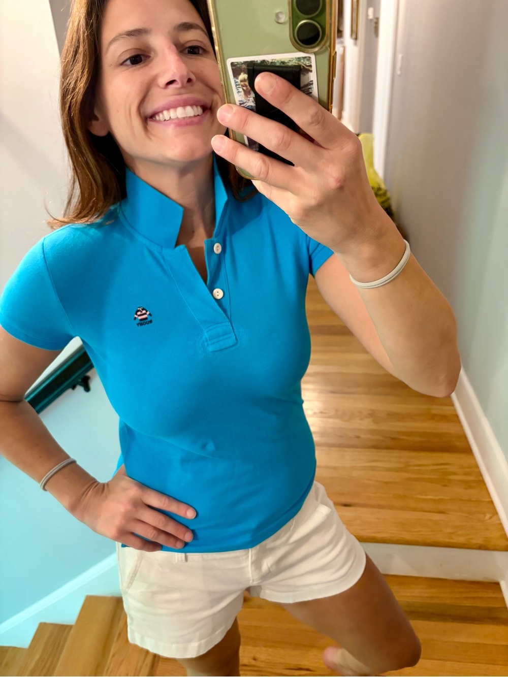 Y2K Ralph Lauren Rugby Blue Fitted Polo Shirt Women’s S Preppy